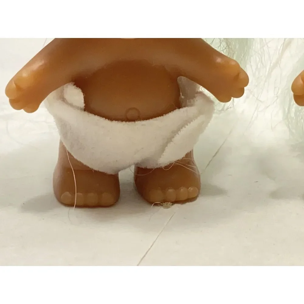 VINTAGE MINI Troll Dolls LOT OF 2 Baby Santa Diaper Christmas Hat Russ‎ 90s Gift